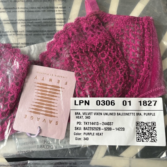 Savage X Fenty Purple Heat Velvet Vixen Unlined Balconette Bra - Picture 10 of 11